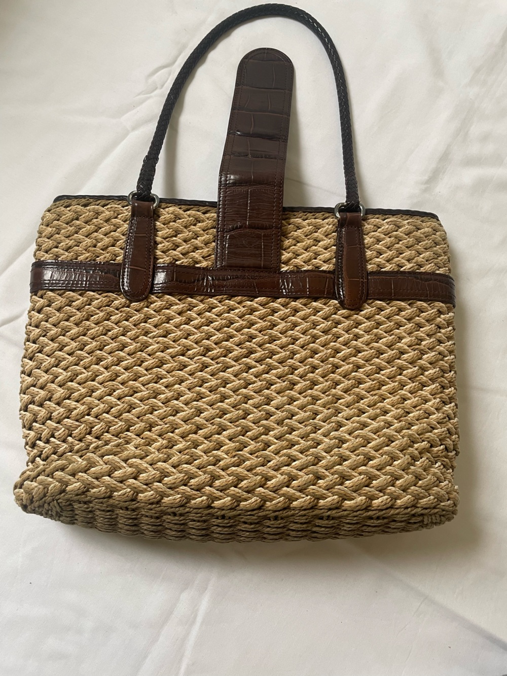 Brighton woven straw and leather trim shoulder purse - Picture 9 of 15